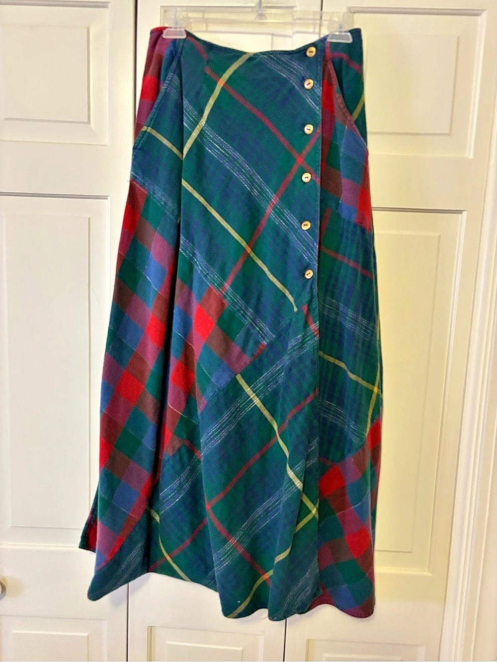 Lizwear Plaid Button-Front Midi Skirt Size 10